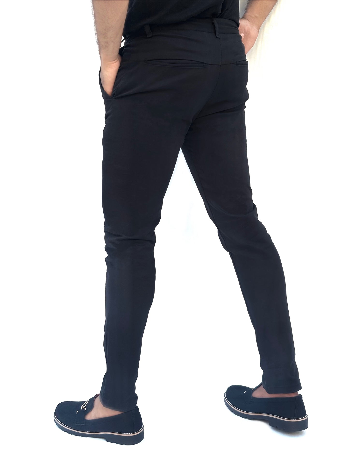 0.1 BLACK FITTED COTTON PANT-FL