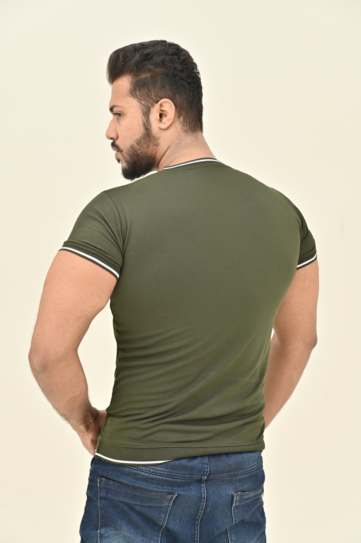 THE CLASSIC-STRIP SHIRT-OLIVE