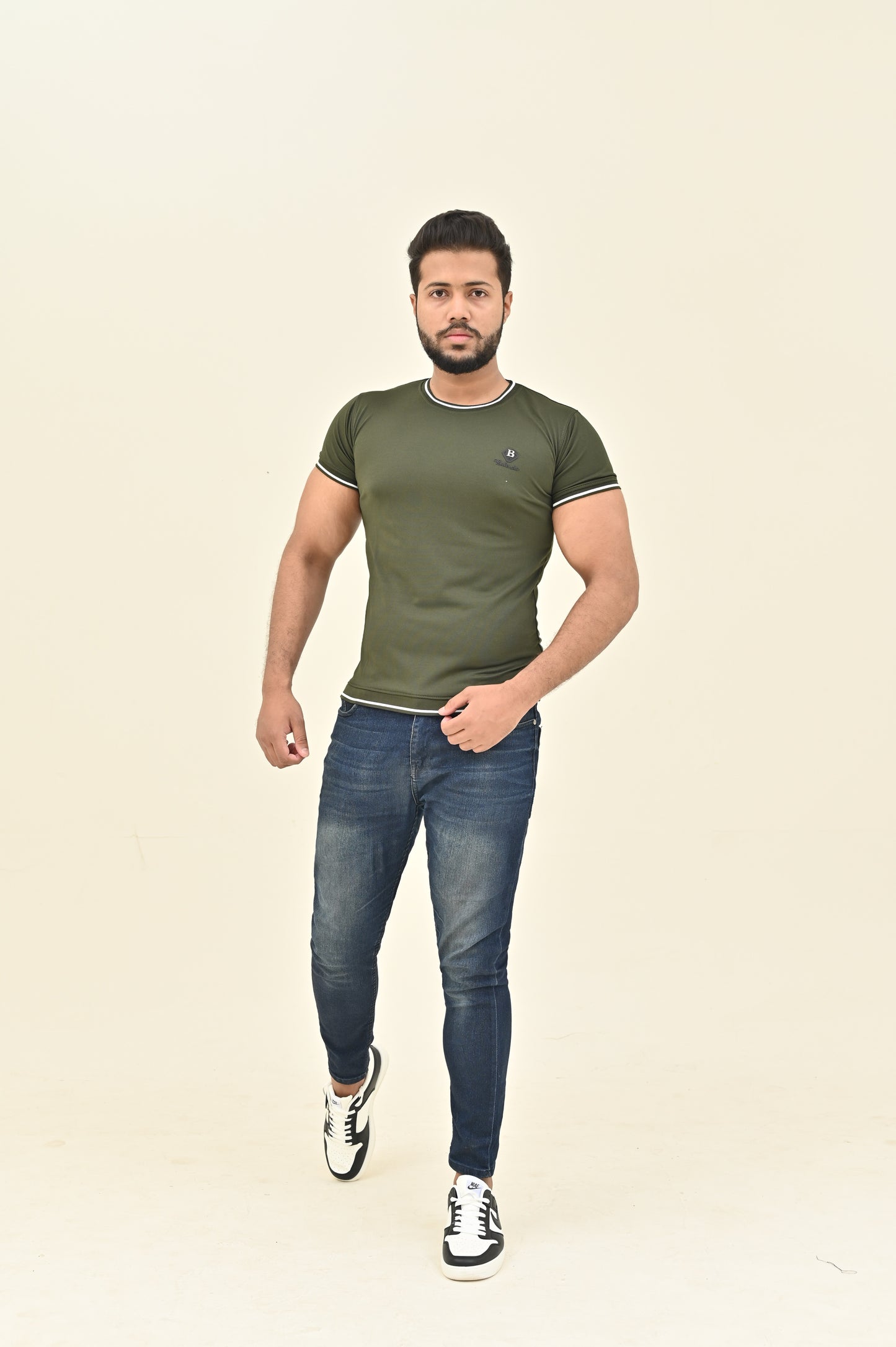 THE CLASSIC-STRIP SHIRT-OLIVE