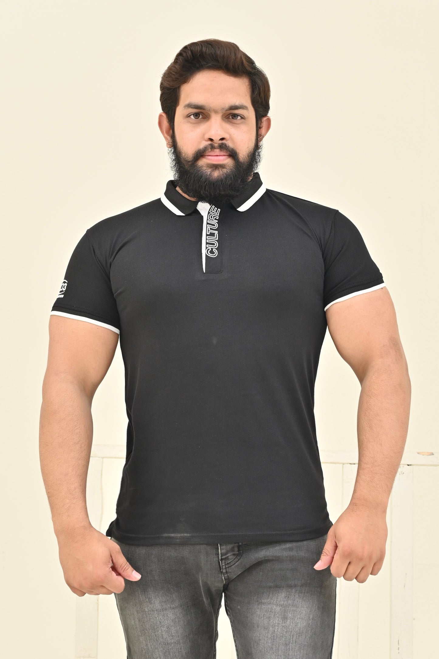 THE RE-FINED KNIT POLO-BLACK