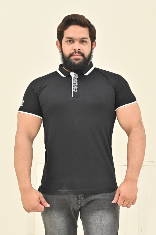 THE RE-FINED KNIT POLO-BLACK