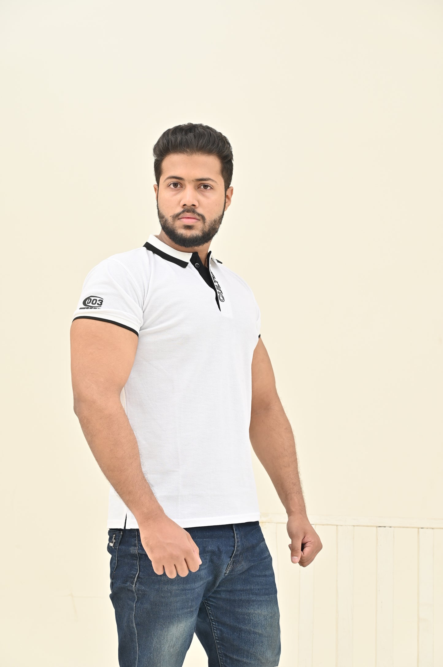 THE RE-FINED KNIT POLO-WHITE
