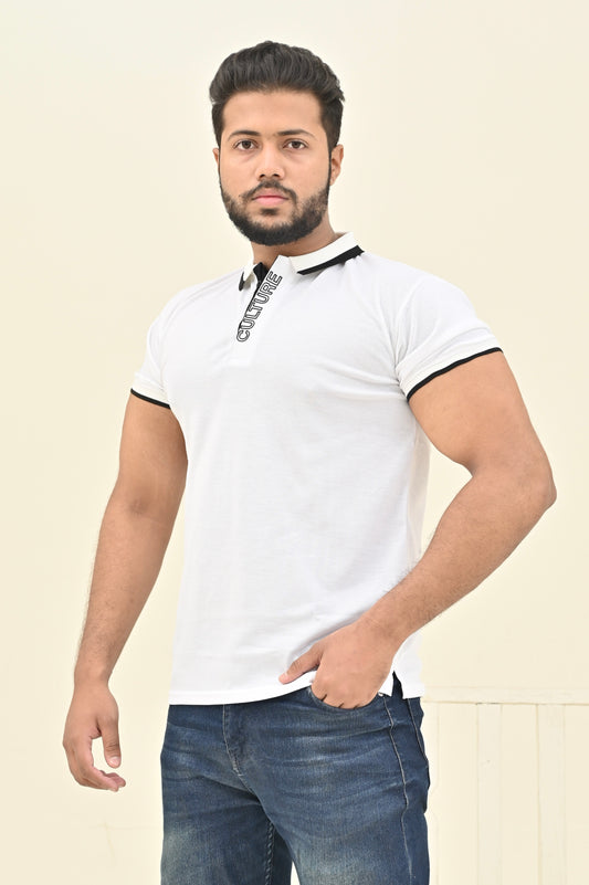 THE RE-FINED KNIT POLO-WHITE