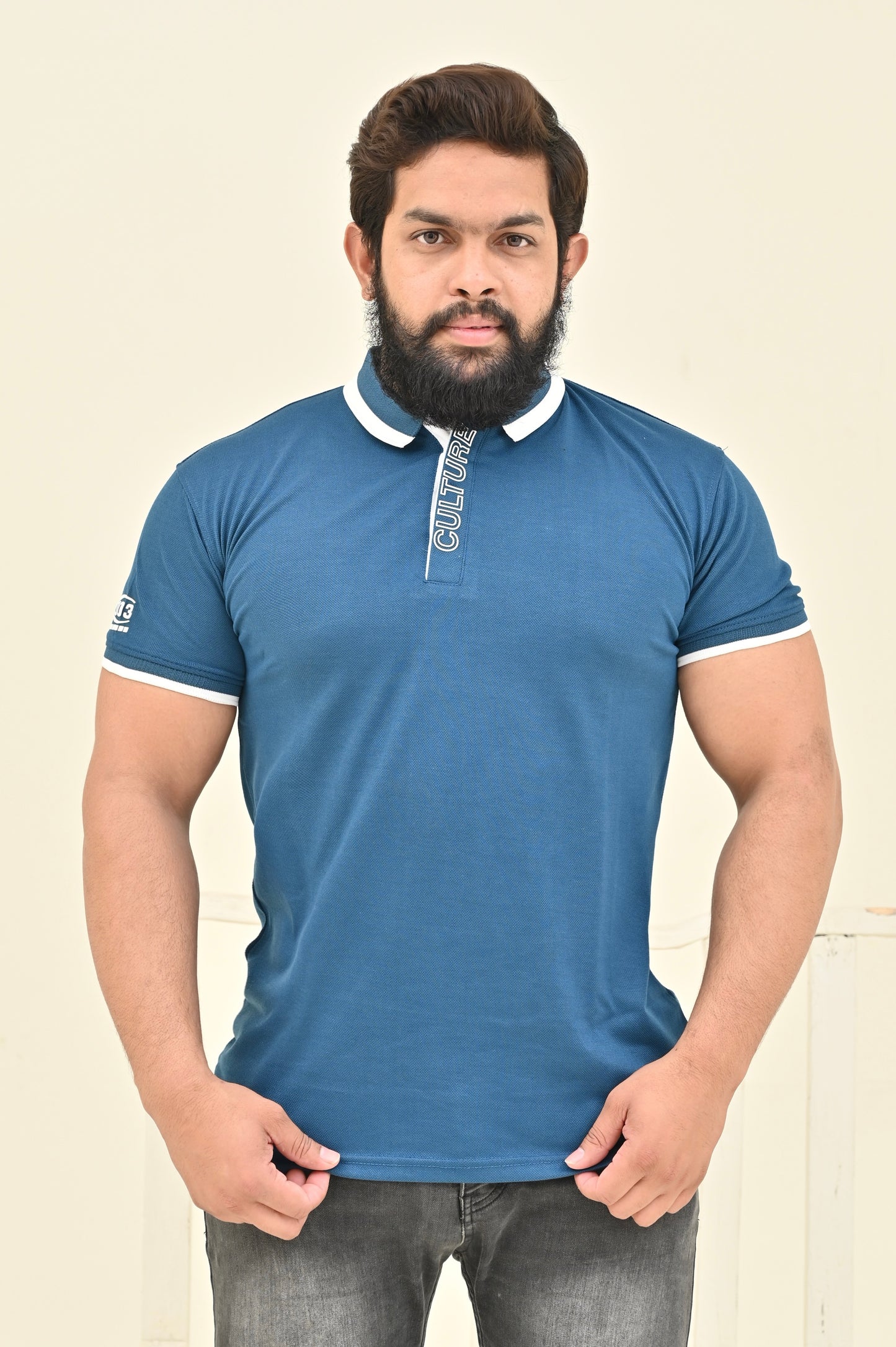 THE RE-FINED KNIT POLO-ROYAL BLUE