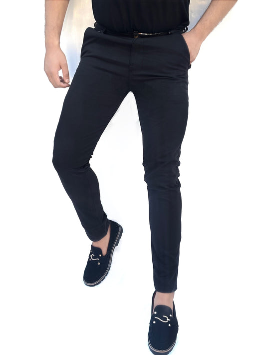 0.1 BLACK FITTED COTTON PANT-FL
