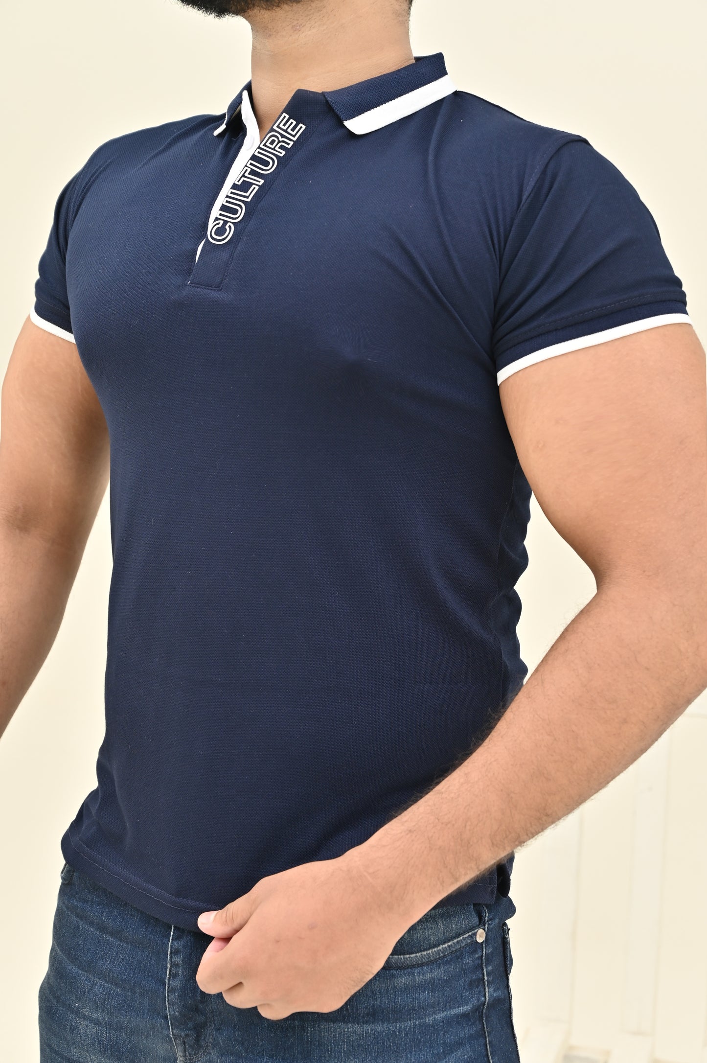 THE RE-FINED KNIT POLO-NAVY
