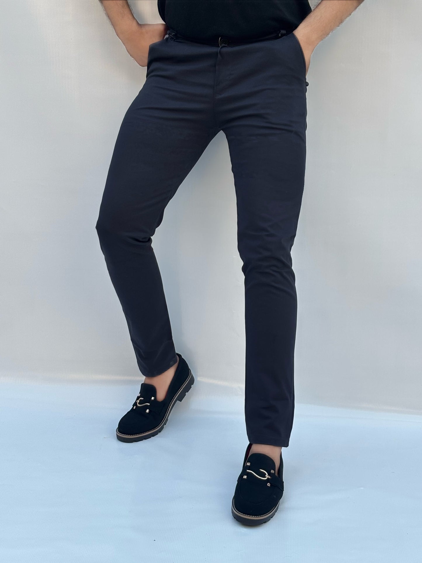 0.5 NAVY-BLUE FITTED COTTON PANT'S-FL