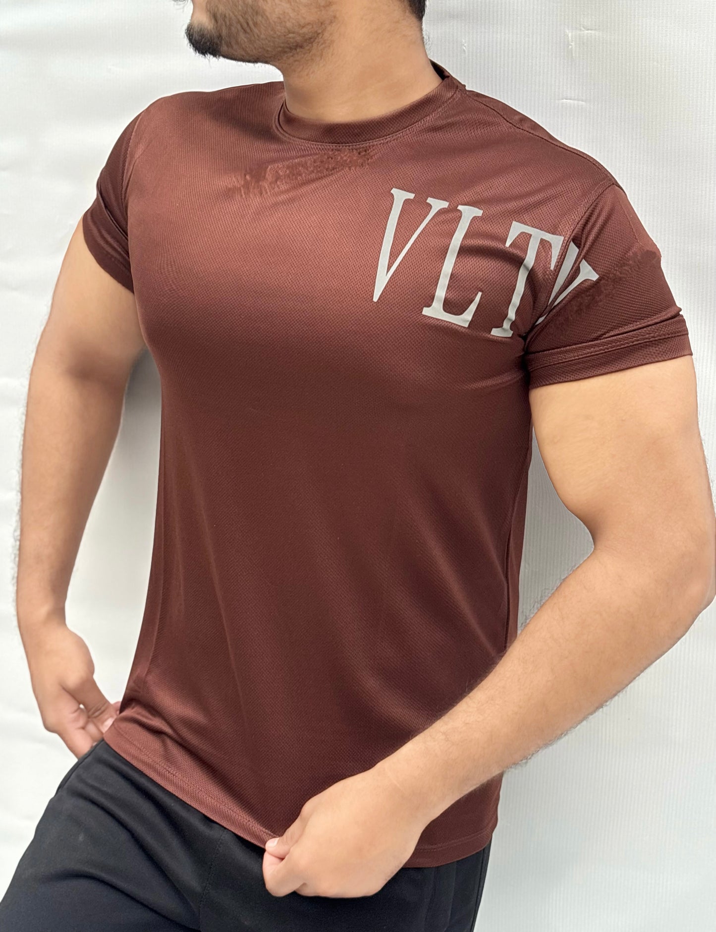 BROWN SOFT LYCRA SHIRT-FL