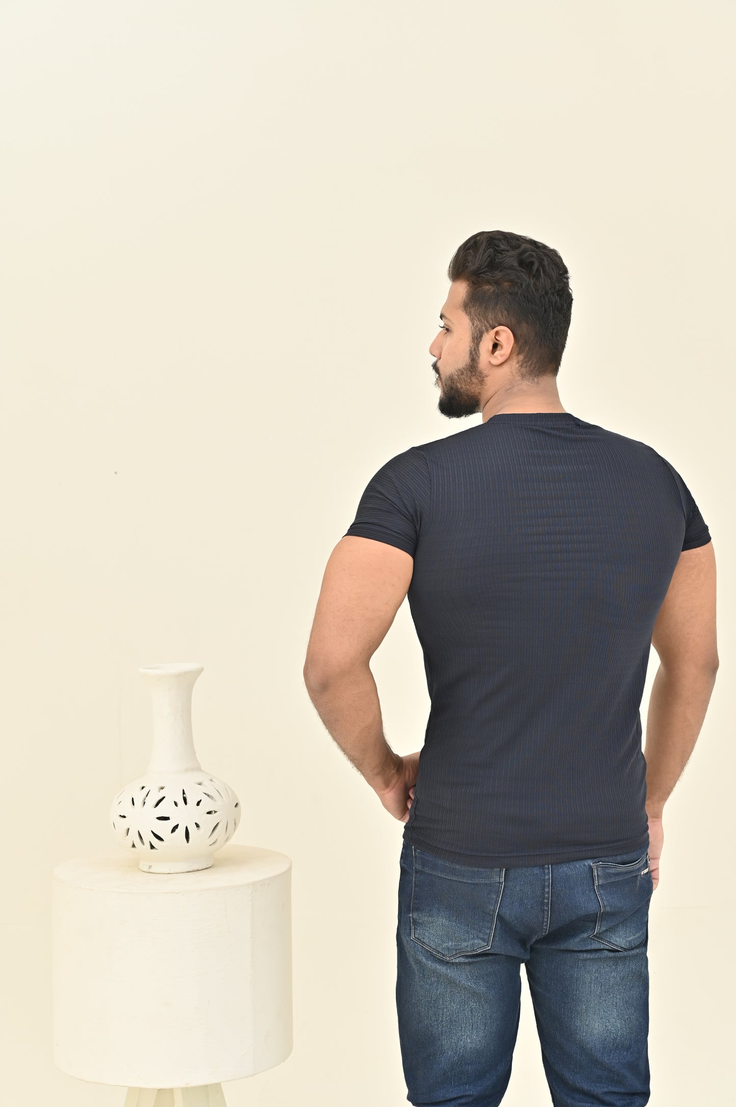THE TEXTURED SHIRT-NAVY
