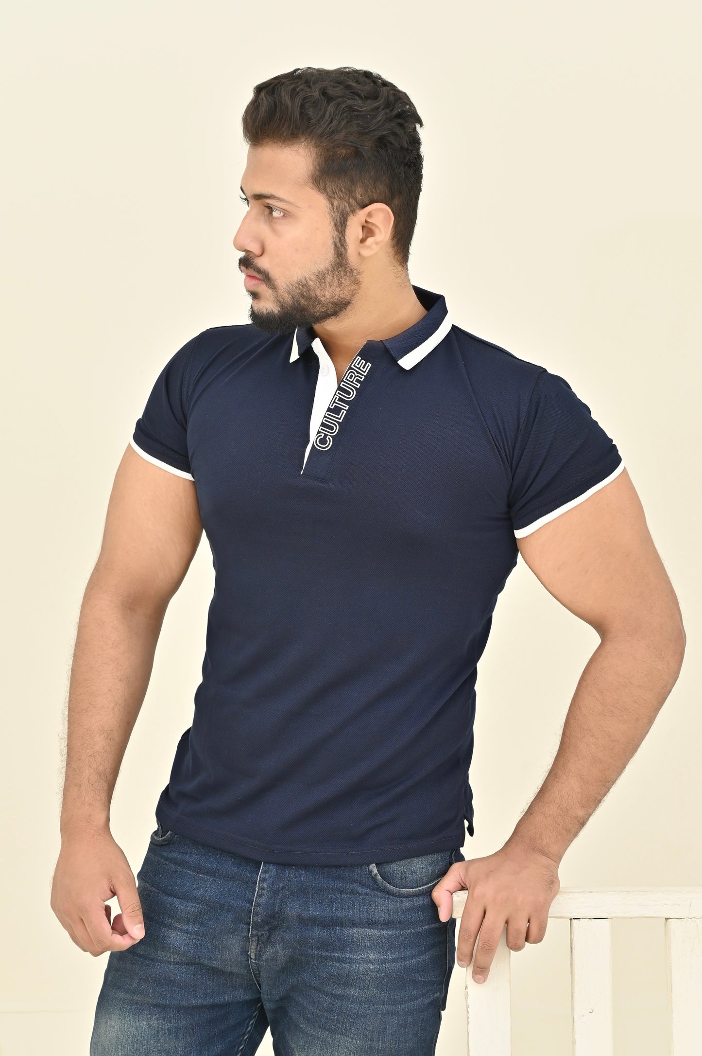 THE RE-FINED KNIT POLO-NAVY