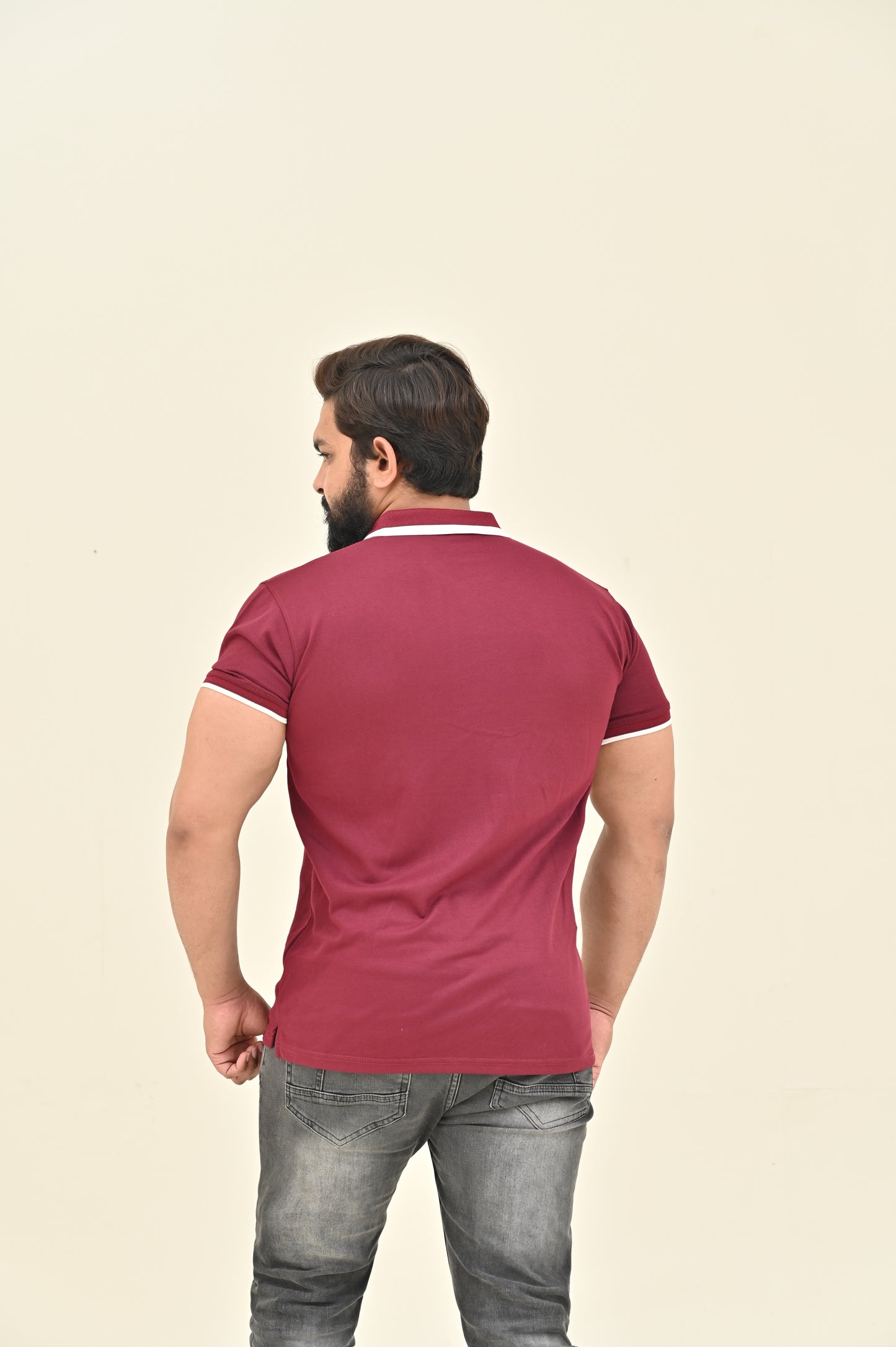 THE RE-FINED KNIT POLO-MAROON