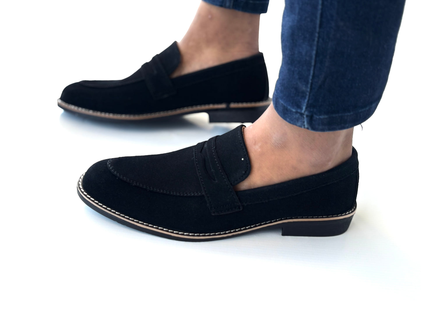 007 STYLISH SUEDE BLACK SHOES-FL