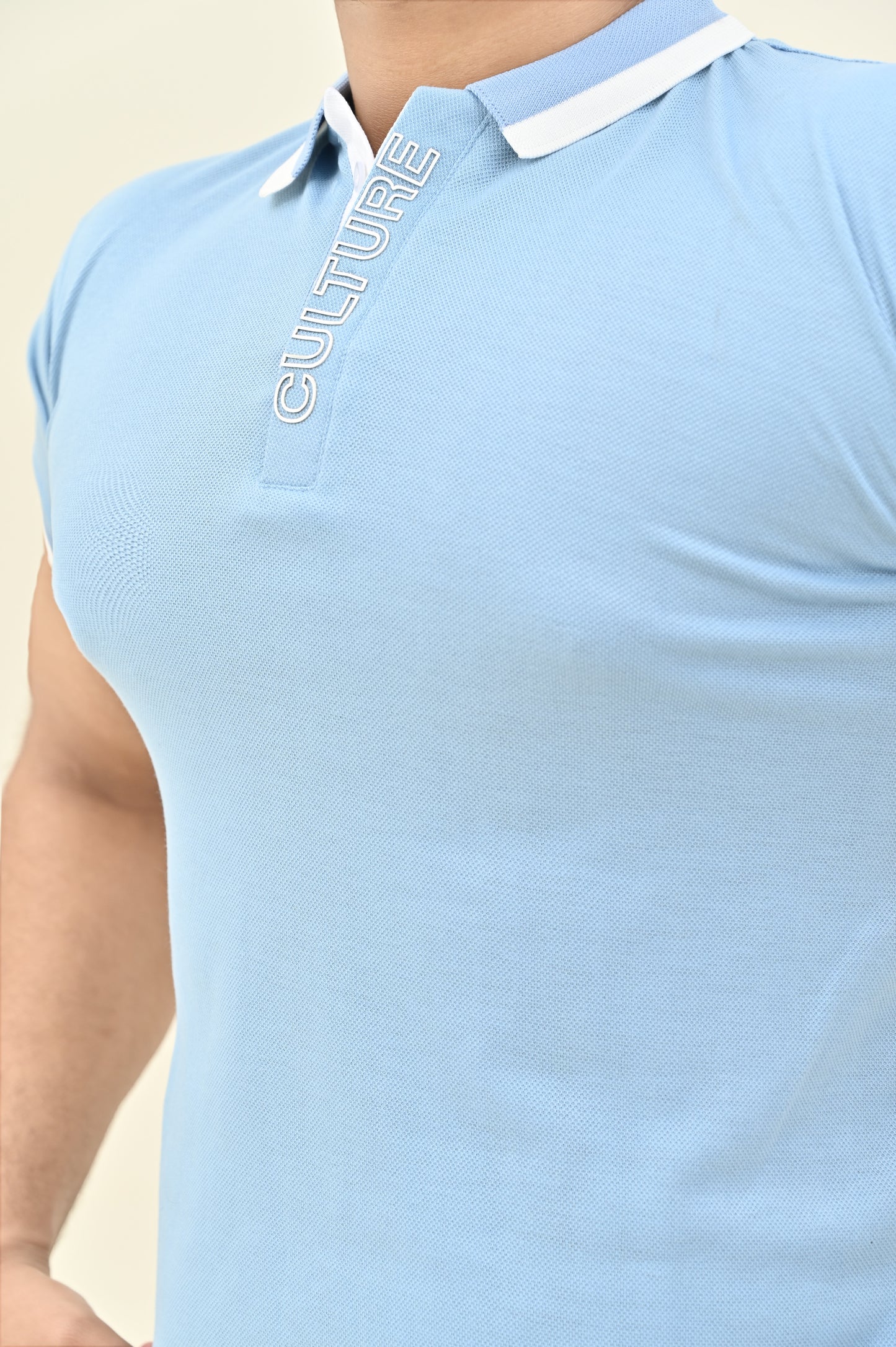 THE RE-FINED KNIT POLO-ICE BLUE