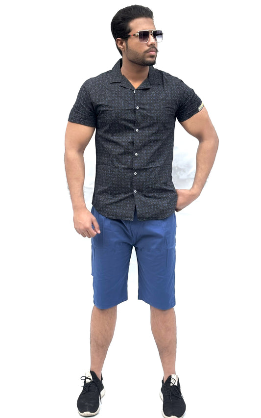 THE FLEX-FIT PAIR OF SHIRT & SHORTS-NAVY BLUE