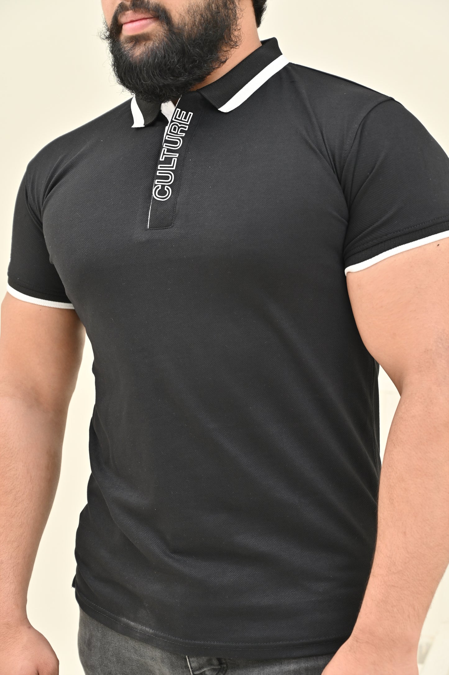 THE RE-FINED KNIT POLO-BLACK