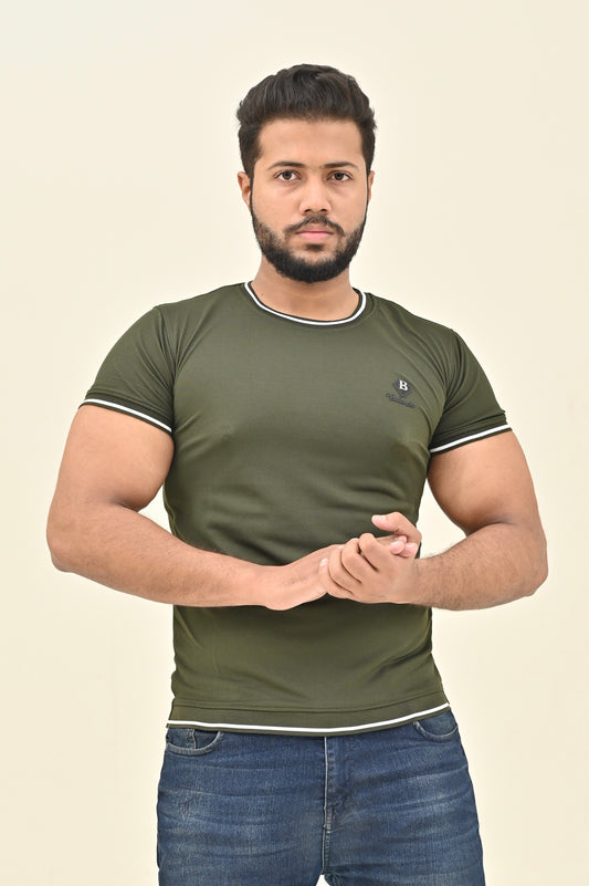 THE CLASSIC-STRIP SHIRT-OLIVE