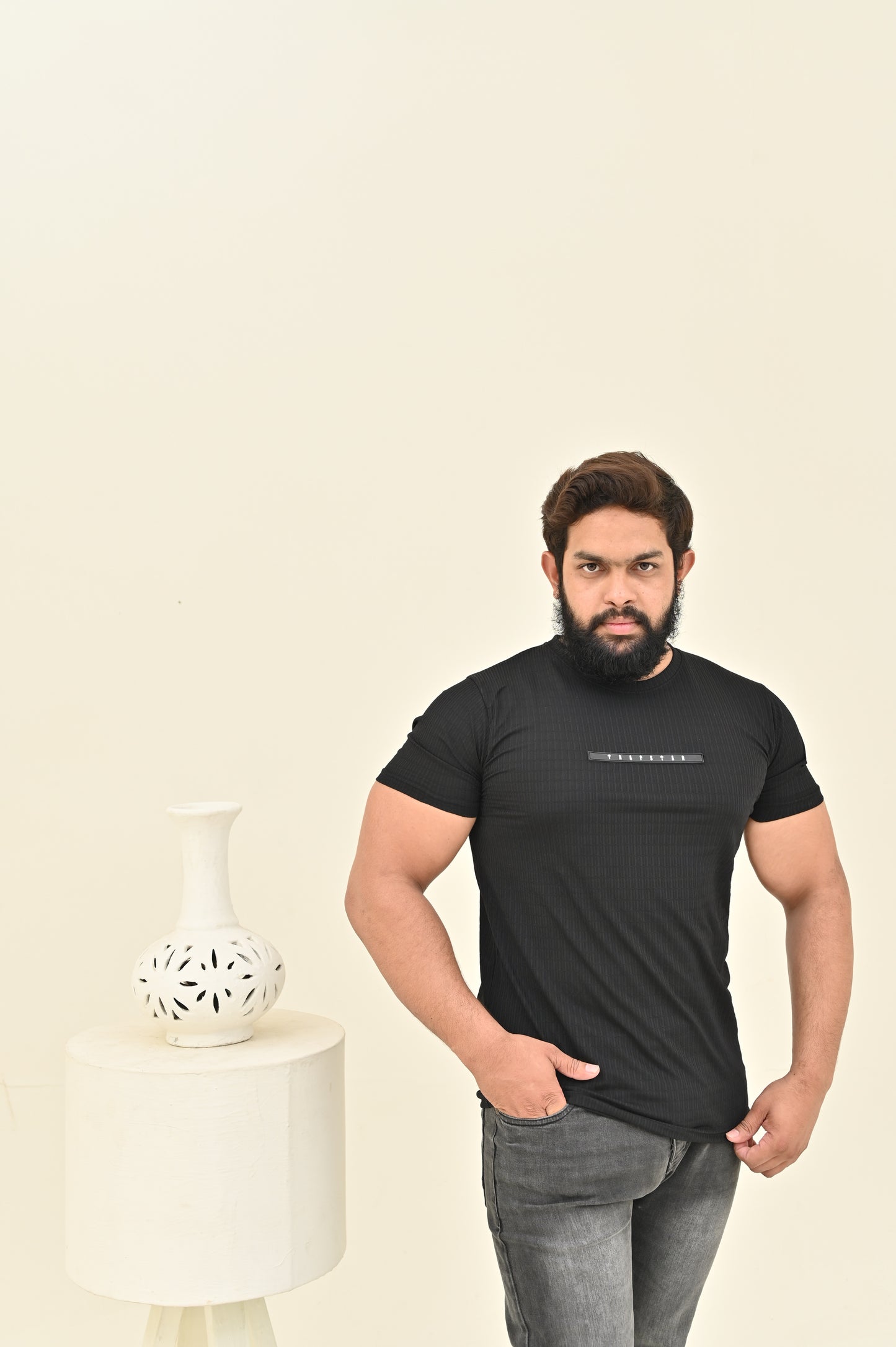 THE TEXTURED SHIRT-BLACK