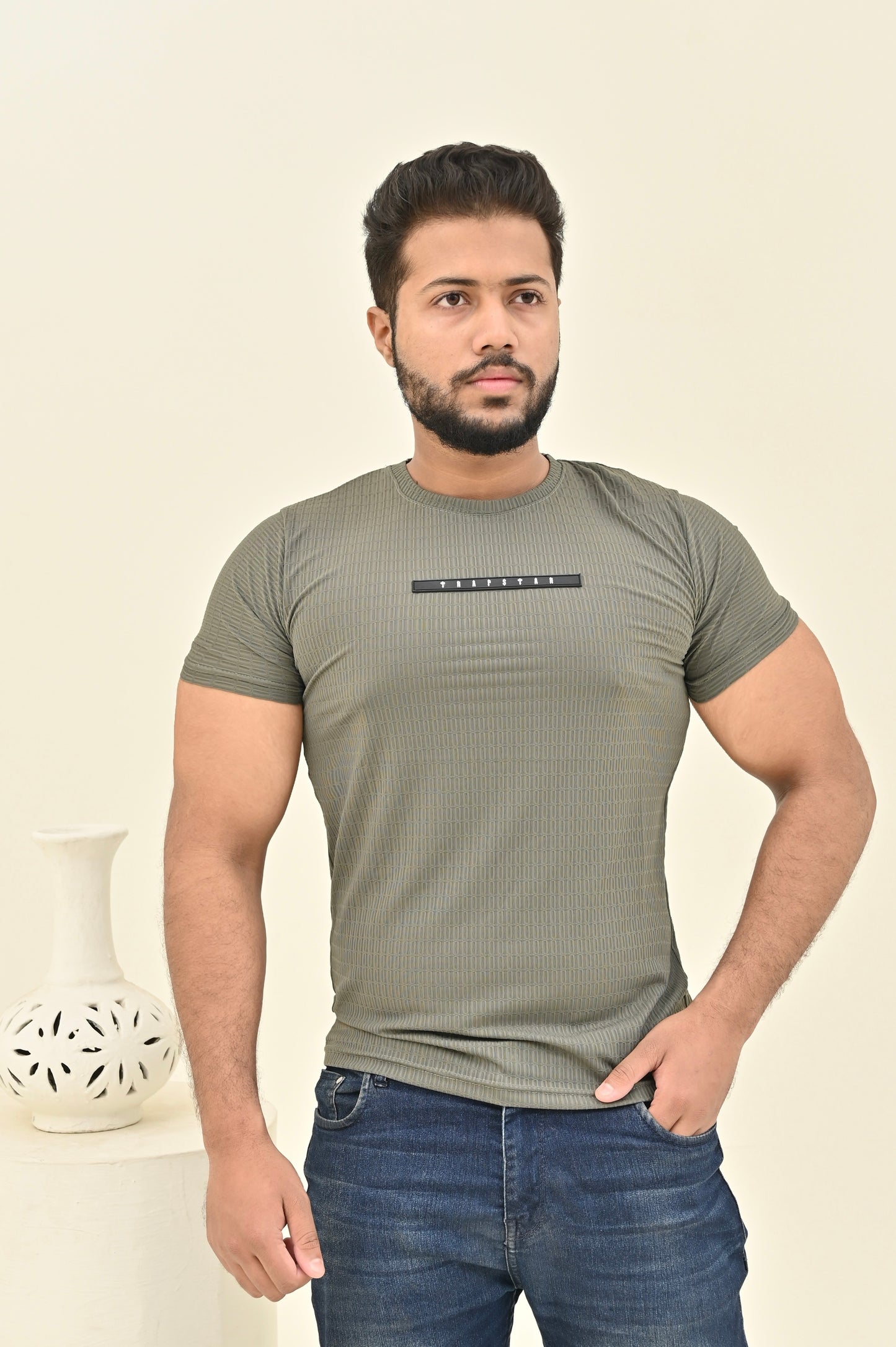 THE TEXTURED SHIRT-OLIVE