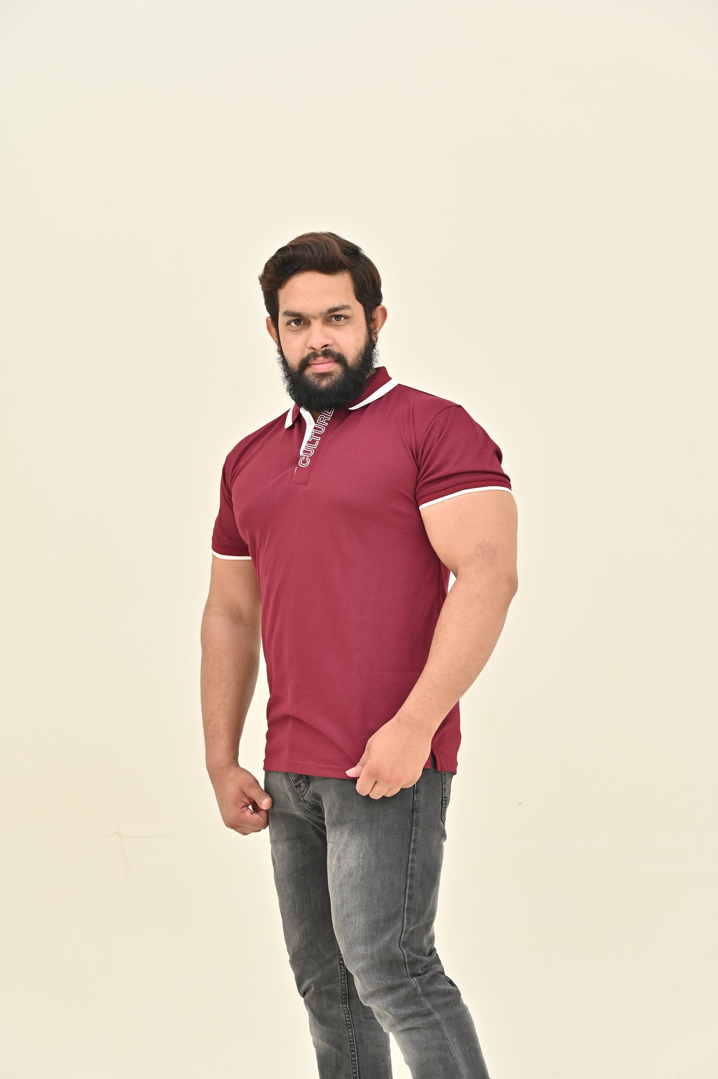 THE RE-FINED KNIT POLO-MAROON