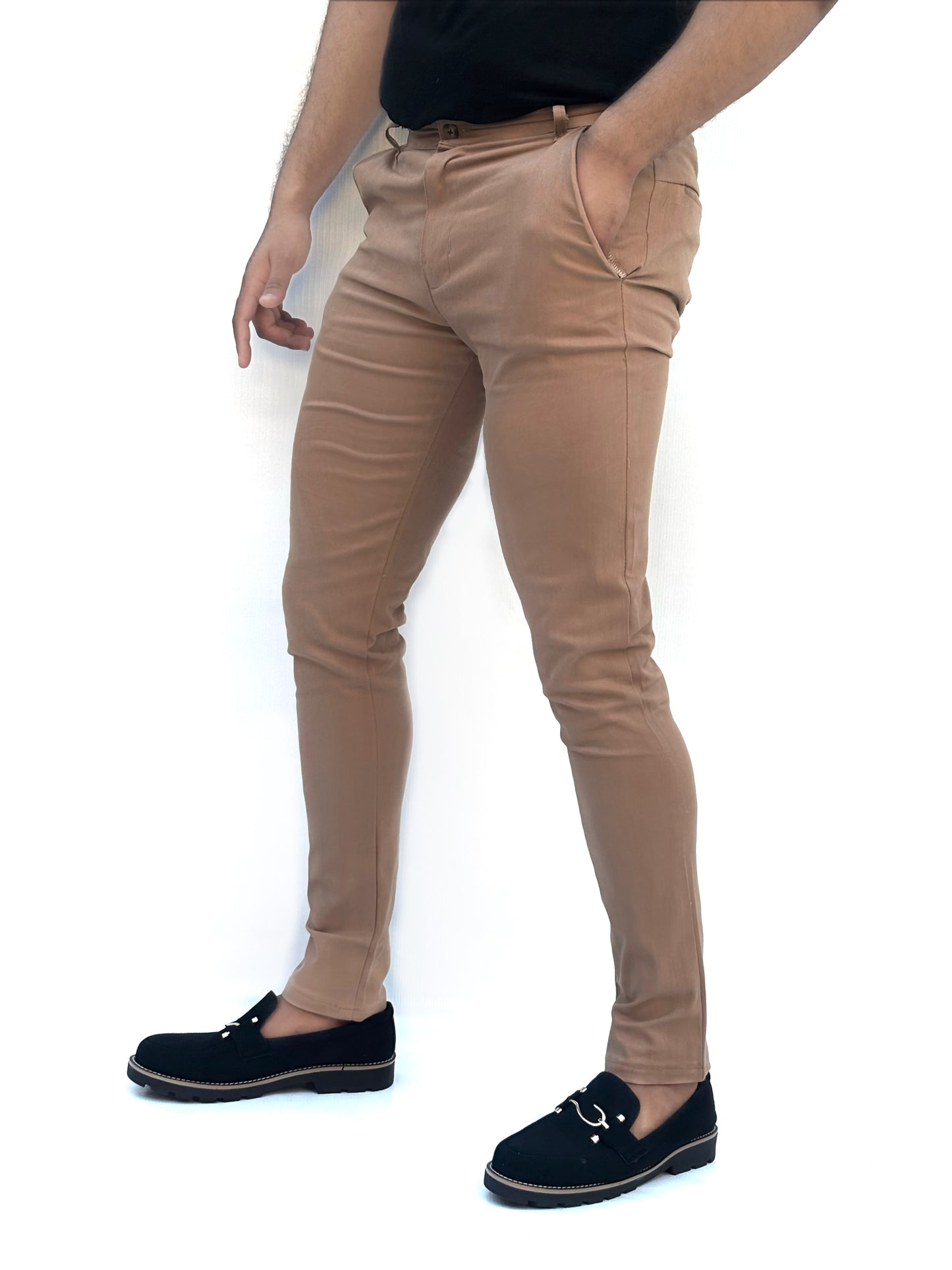 0.4 NEON-BROWN FITTED COTTON PANT'S-FL