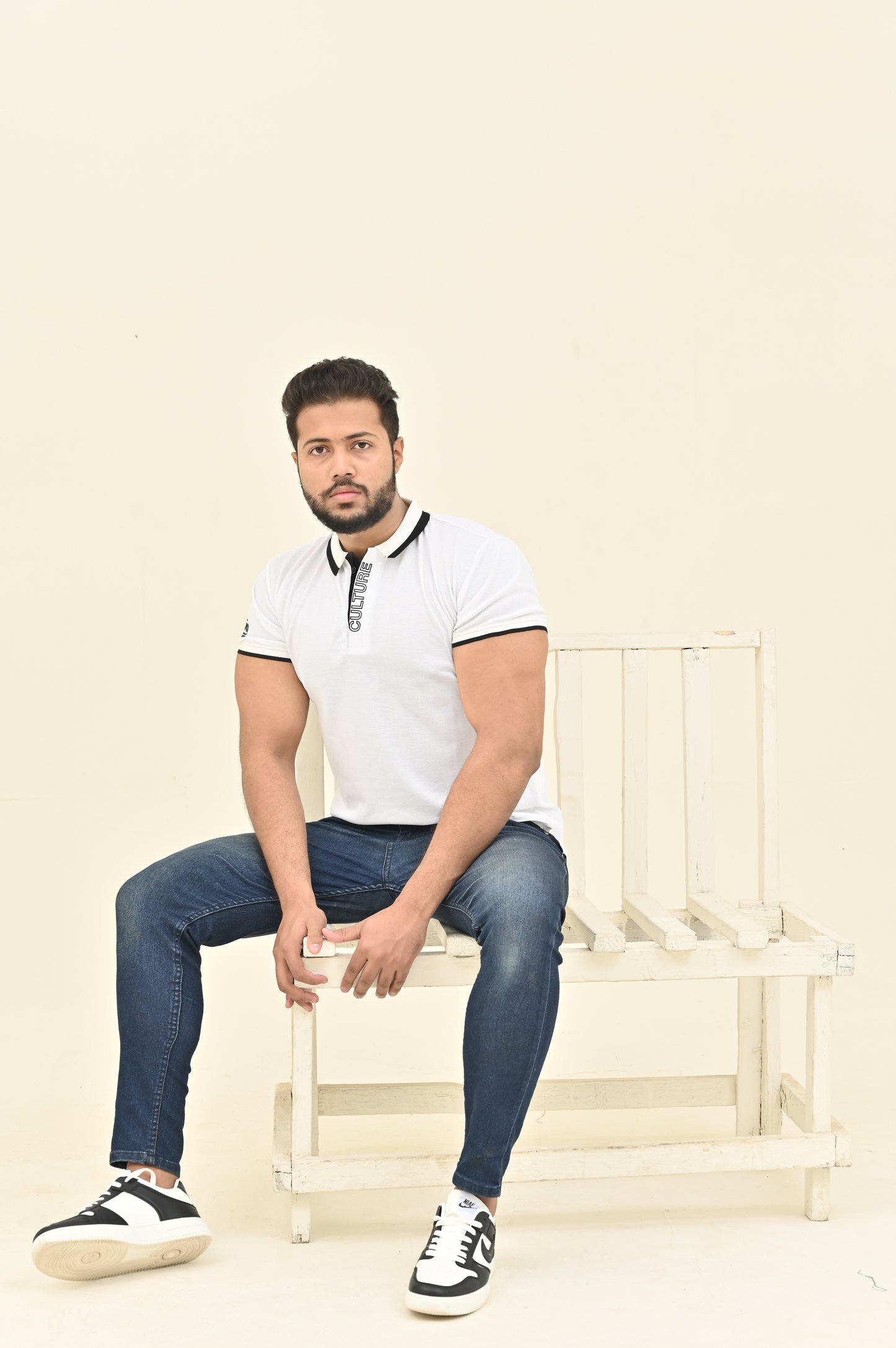 THE RE-FINED KNIT POLO-WHITE