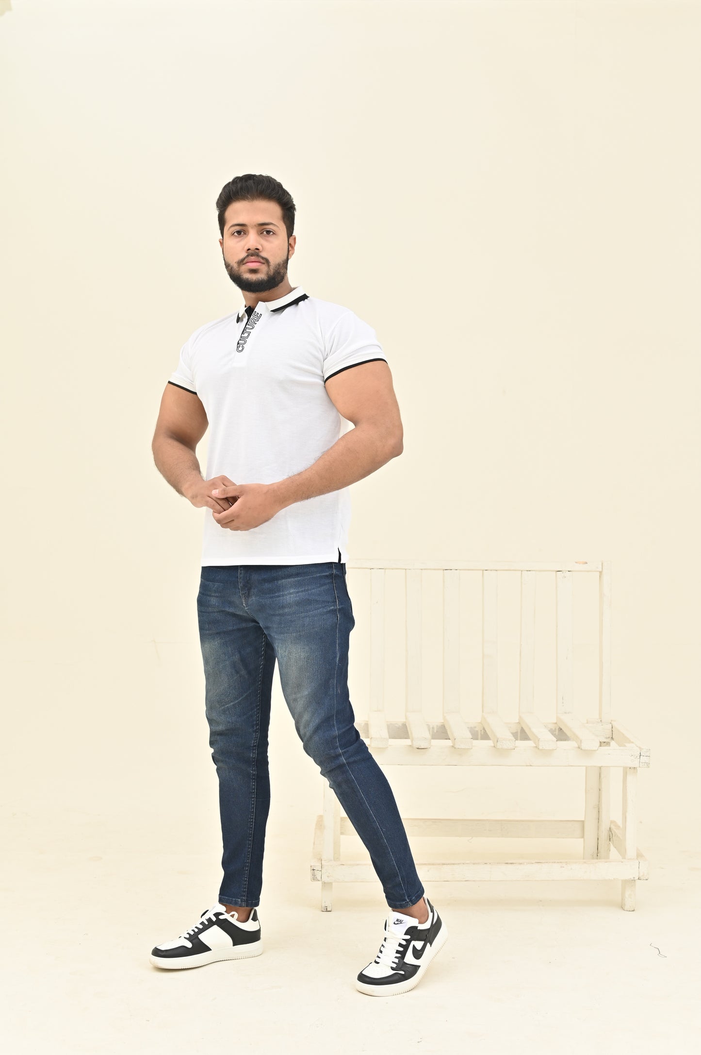 THE RE-FINED KNIT POLO-WHITE