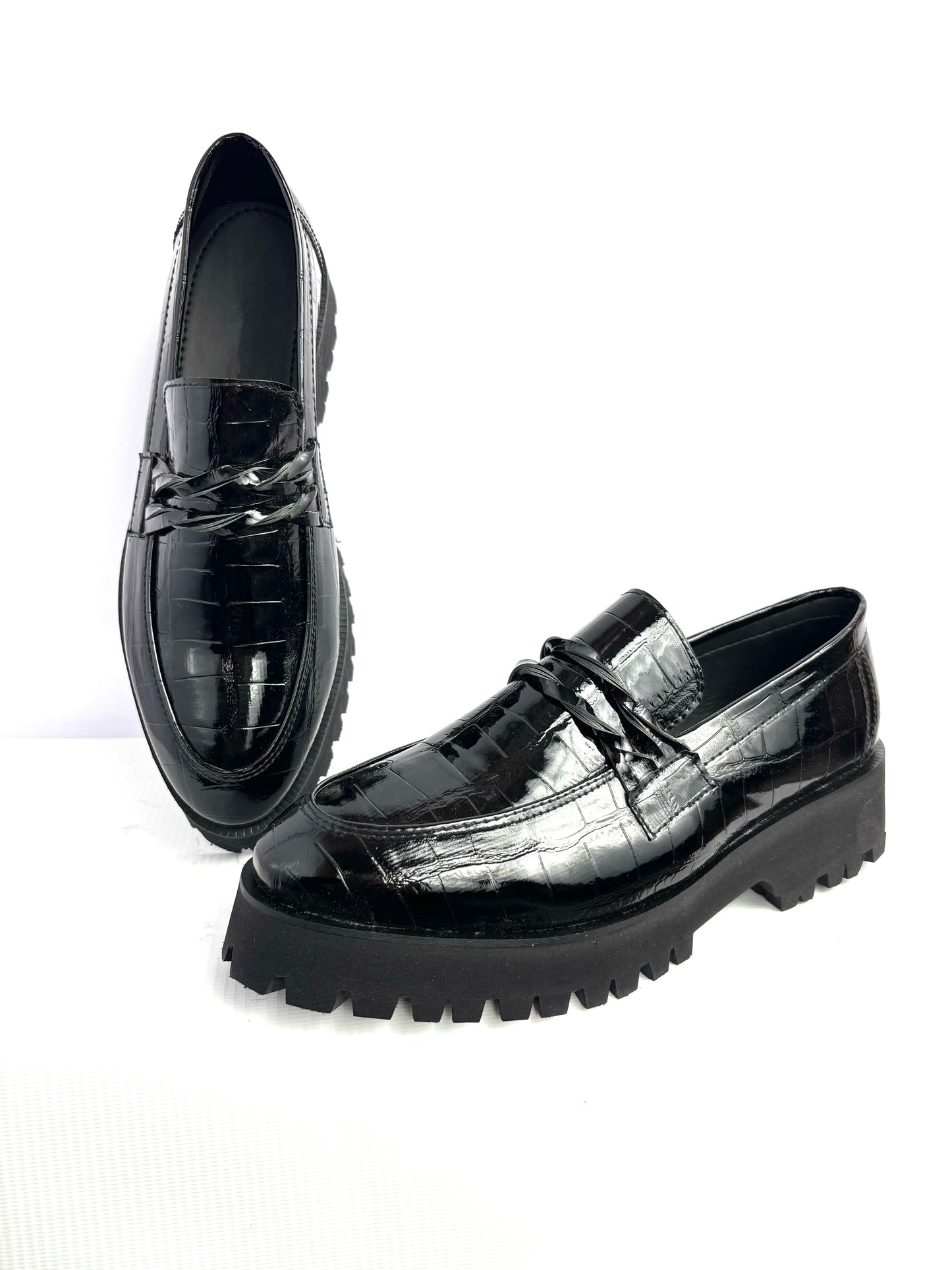 008 BLACK CROCODILE SHINER SHOES-FL